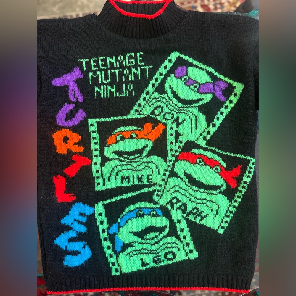 RARE - 90s Vintage Teenage Mutant Ninja Turtles - Knit Sweater - Unisex - Picture 7 of 16